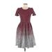 Lularoe Cocktail Dress - A-Line Scoop Neck Short sleeves: Burgundy Dresses - Women's Size Medium