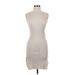 M Magaschoni Casual Dress - Mini Turtleneck Sleeveless: Gray Solid Dresses - Women's Size Medium