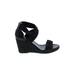 BCBGeneration Wedges: Black Print Shoes - Women's Size 6 1/2 - Open Toe