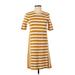 Ann Taylor Casual Dress - Midi: Yellow Stripes Dresses - Women's Size X-Small