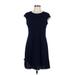 Nik and Nash Casual Dress - A-Line Crew Neck Short sleeves: Blue Solid Dresses - Women's Size Large