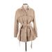 Paris Atelier & Other Stories Wool Coat: Mid-Length Tan Print Jackets & Outerwear - Women's Size Small