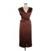 Zara Cocktail Dress - Party V-Neck Sleeveless: Brown Solid Dresses - Women's Size X-Large