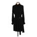 White House Black Market Casual Dress - Shirtdress Collared Long sleeves: Black Print Dresses - Women's Size 4