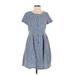 Isabella Sinclair Casual Dress - A-Line Crew Neck Short sleeves: Blue Dresses - Women's Size Small