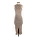 Wild Fable Casual Dress - Bodycon High Neck Sleeveless: Tan Stripes Dresses - Women's Size Small