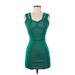 Guess Casual Dress - Bodycon: Green Grid Dresses - Women's Size X-Small