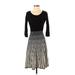 DressBarn Casual Dress - Sweater Dress: Black Stripes Dresses - Women's Size Small