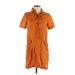 Maeve Casual Dress - Shirtdress High Neck Short sleeves: Orange Print Dresses - Women's Size 4