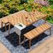 3-Piece Outdoor Solid Wood Table & Bench Set, Patio Furniture Set