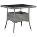 Patio Dining Table Gray Poly Rattan and Glass