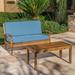 Wood Outdoor Loveseat and Coffee Table Set, 2-Piece Teak Patio Sets