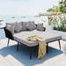 Outdoor Daybed Loveseat Sofa Yard Outdoor w/ Woven Nylon Rope Backrest