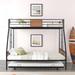 Metal Twin over Full Bunk Bed with Trundle,Guardrail,Wooden Decoration,Bunk Bed for Three,CPC Certified,No Box Spring Needed