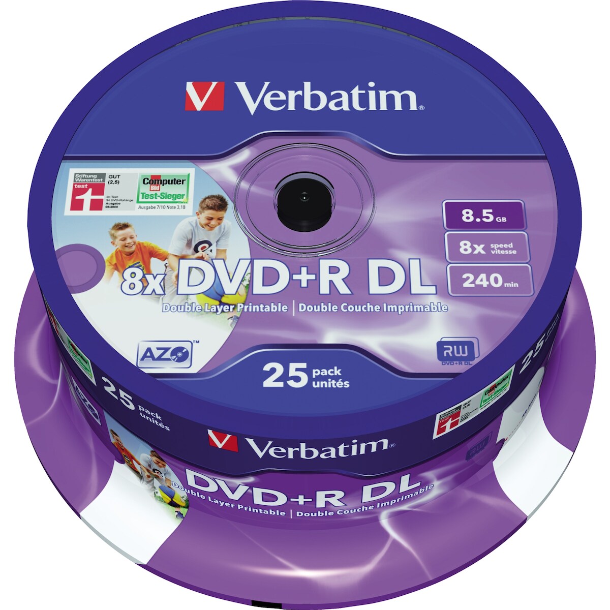 Verbatim DVD+R 43667 8x 8,5GB DL 240Min. Spindel 25 St./Pack. Image