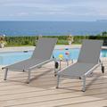 Balconera Outdoor Resin Lounge w/ Side Table & Adjustable Back in Black | 36.6 H x 21.7 W x 59.1 D in | Wayfair SHWFFTPLCL2045