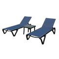 HBI home Outdoor Lounge Chair, Chaise Lounge w/ Side Table & 5 Position Adjustable Backrest & Wheels WJE-W1859P149687 in Blue | Wayfair