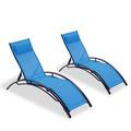 HBI home 2 PCS Set Chaise Lounge Outdoor Lounge Chair Lounger Recliner Chair WJE-W41928387 in Blue | 35.4 H x 61.8 W x 22.8 D in | Wayfair