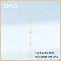 EWYA Full 3MM 1.2cttw D Color Moissanite Pendant Necklaces S925 Silver 18K White Gold Plated Bubble