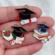 10pcs Fashion Graduation Hat Enamel Charm Pendants for Necklaces Earrings Bracelet Keychain Charm