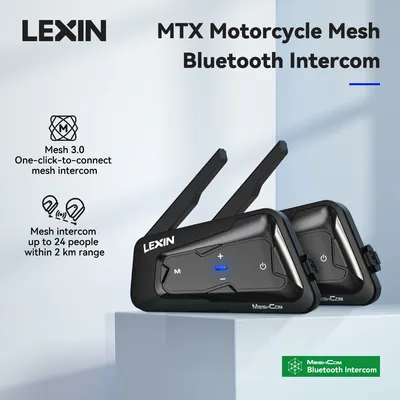 LEXIN-MTX 2pcs Moto MESH & Bluetooth Casque Interphone Avec Mesh Communication Système Parallèle