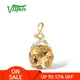 VISTOSO Genuine 14K 585 Yellow Gold Pendant For Women Sparkling Round Citrine Diamond Pendant