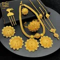 ANIID Ethiopian Gold Color 6pcs Jewelry Sets For Women Dubai Flower Shape Nigerian Luxury Necklace