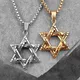 Judaime – collier en acier inoxydable pour hommes bijoux masculins hexagramme or chaîne pendentif