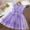 Robe de princesse à manches volantes en maille papillon pour filles robes à la mode pour filles