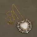 G-G Blanc Shell MOP Cameo Vierge Marie CZ Micro Pave Or Coeur Pendentif JONecklace Lady Bol Cadeaux