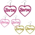 Boucles d'oreilles Barbie creuses à paillettes pour femmes 6 couleurs clous d'oreille en forme