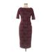 Maggy London Casual Dress - Midi: Burgundy Brocade Dresses - Women's Size 6