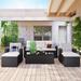 Latitude Run® Marinela 6 Piece Sofa Seating Group w/ Cushions Synthetic Wicker/All - Weather Wicker/Wicker/Rattan in Black | Outdoor Furniture | Wayfair