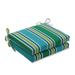 Gracie Oaks Dmitris Stripe Indoor/Outdoor Dining Chair Cushion Polyester in Green/Gray/Blue | 3 H x 16 W x 18.5 D in | Wayfair