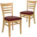 Lark Manor™ Prompton Vertical Slat Back Wooden Restaurant Chair Faux Leather/Upholstered in Red/Brown | 33.75 H x 17.5 W x 20 D in | Wayfair