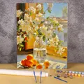 Malen nach Zahlen Blumenvase 50x70 Färbung nach Zahlen Zeichnung auf Leinwand DIY Acrylbild mit