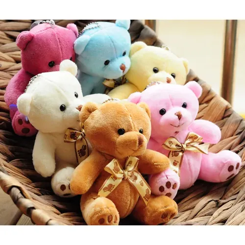 Heißer Verkauf 10cm kawaii kleine Teddybären Plüschtiere weiche Kinder Anhänger Schlüssel anhänger
