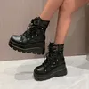 2024 neue Design Frauen Punk Gothic Motorrad Stiefel Plattform Chunky High Heel Ankle Boot Damen Kühlen Keil Schwarz Weibliche Schuhe