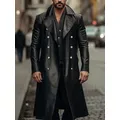 Herren Frühjahr und Herbst Ledermantel lange Leder Wind jacke Herren Zweireiher Lederjacke