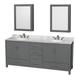 Wyndham Collection Sheffield 80" Double Bathroom Vanity Set w/ Mirror Wood/Stone in Brown/Gray | 35 H x 80 W x 22 D in | Wayfair