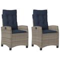 Vidaxl Reclining Patio Chairs 2 Pcs w/ Cushions Poly Rattan Wicker/Rattan in Gray | 36.6 H x 22.4 W x 26 D in | Wayfair 365223