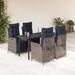 Vidaxl 5 Piece Patio Dining Set w/ Cushions Poly Rattan, Rectangular Table in Black/Blue/Gray | 55.1 W x 27.6 D in | Wayfair 3213485