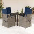 Vidaxl 5 Piece Patio Dining Set w/ Cushions Poly Rattan, Square Table Metal in Black/Blue/Gray | 31.5 W x 31.5 D in | Wayfair 3212441