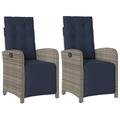 Vidaxl Reclining Patio Chairs 2 Pcs w/ Footrest Poly Rattan Wicker/Rattan in Gray | 36.6 H x 22.4 W x 23 D in | Wayfair 365199