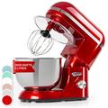 Klarstein Bella Elegance Food Processor Mixer, Stand Mixer, Mixer, Food Mixer - 1300W / 1.7HP in 6 Power Levels with Pulse Function, Planetary Mixing System, 5l Stainless Steel Bowl, Red