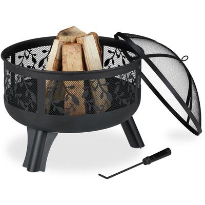 Feuerschale mit Funkenschutz, Garten & Terrasse, mit Schürhaken, Outdoor Feuerkorb, HxD: 60 x 60 Image