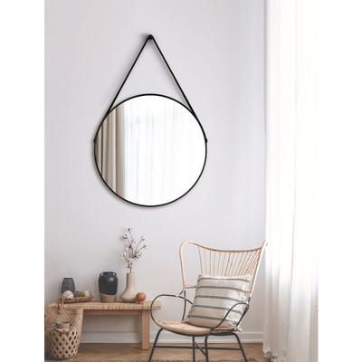 Black Style Badspiegel - Dekospiegel - rund, 80 cm - Badezimmerspiegel - schwarz - Aufhängeband in Image