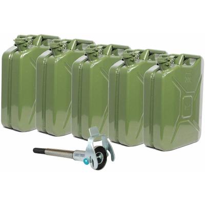 5x Metallkanister 20l Kanister Benzinkanister + 1x Ausgießer