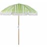 Sonnenschirm Grün Stoff-Bespannung Rund ⌀ 150 cm mit Volant Regenschutz Holzmast Neigungsfunktion