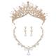 Children's Crown Necklace Ear Clip Three Piece Set for Walk Show Performance Dress Accessories Birthday Gift Little Princess Headpiece